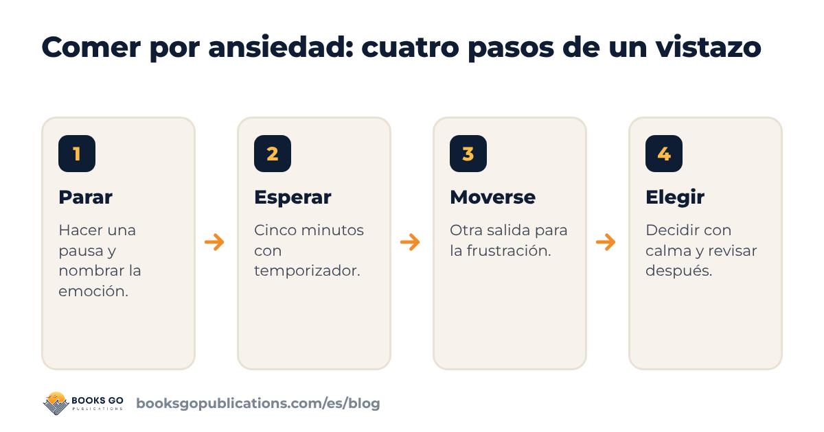 Comer por ansiedad: cuatro pasos para el momento en que llega la frustración, parar, nombrar, moverse y elegir