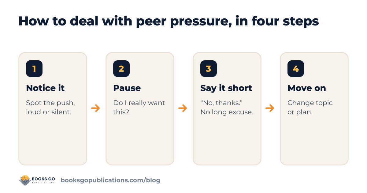 How to deal with peer pressure: four steps, from noticing the push to moving on