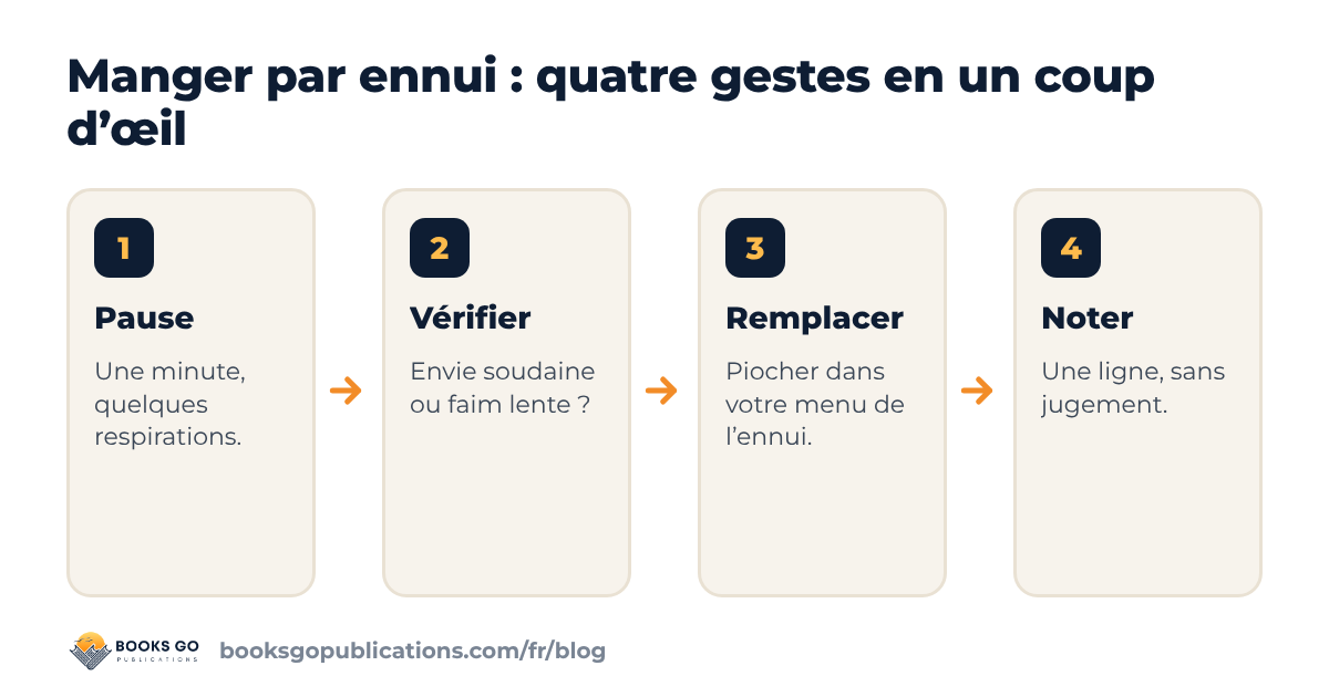Manger par ennui : quatre gestes, de la courte pause à la note du soir