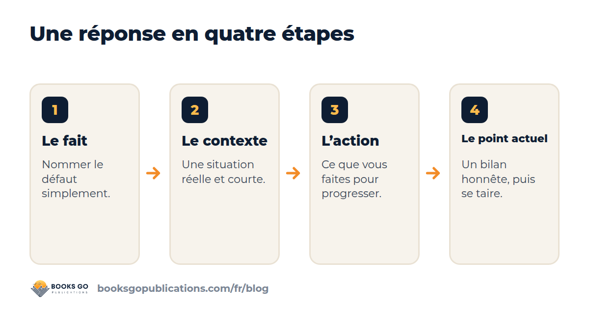 Défaut entretien d’embauche : les quatre étapes d’une réponse, le fait, le contexte, l’action, le point actuel