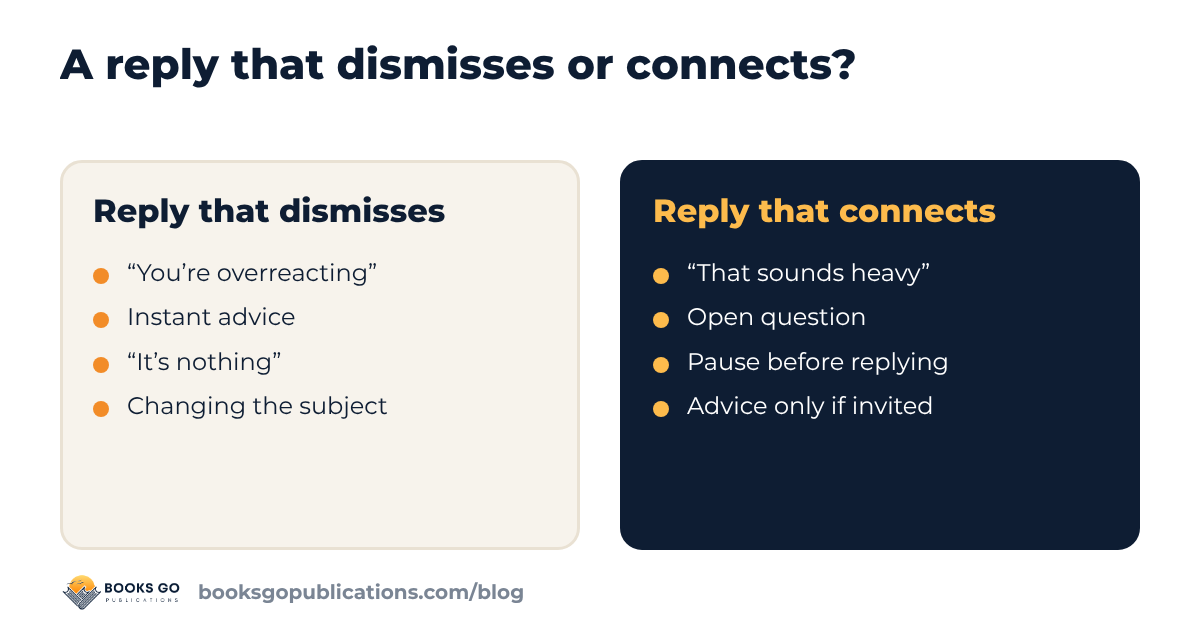 Lack of empathy: replies that dismiss versus replies that connect
