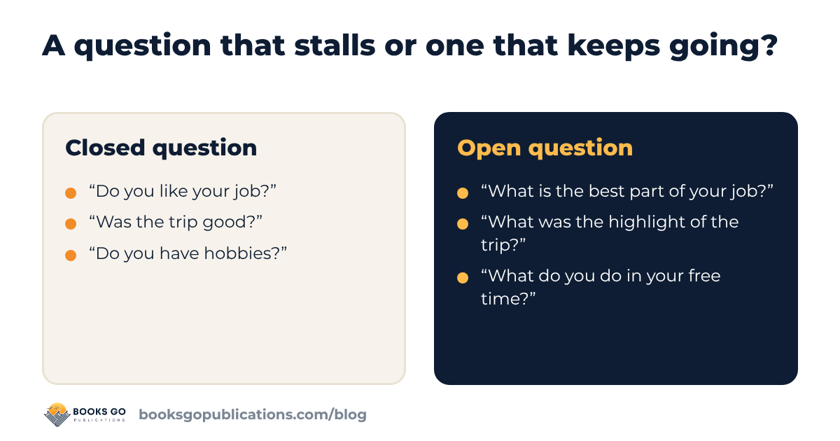 Small talk topics: a closed question that stalls or an open question that keeps the conversation going