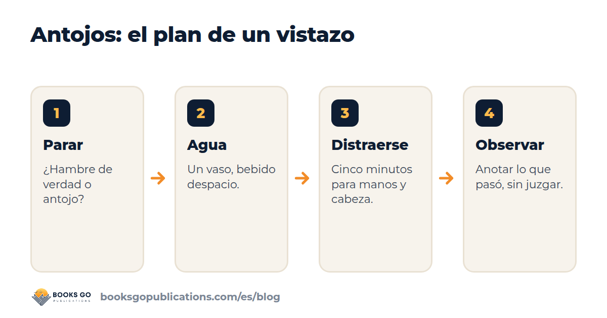 Antojos, el plan en cuatro pasos: parar, beber agua, distraerse y luego observar